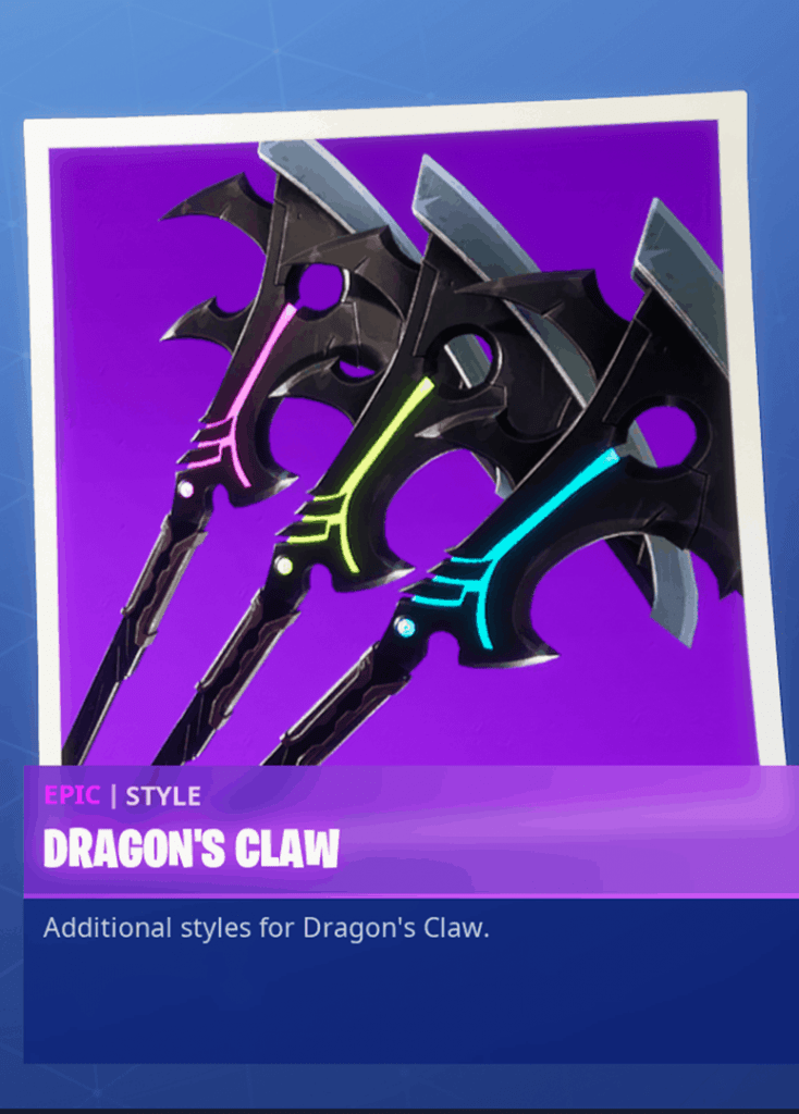 Dragon's Claw Pickaxe styles season 8 Fortnite