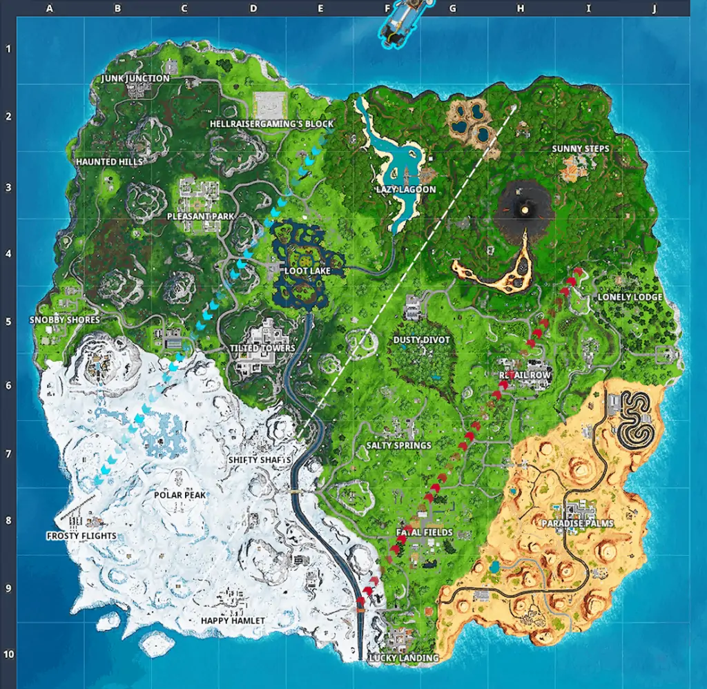 Fortnite location names on map season 8