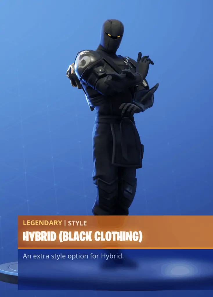 Fortnite Hybrid skin black clothing style season 8 battle pass