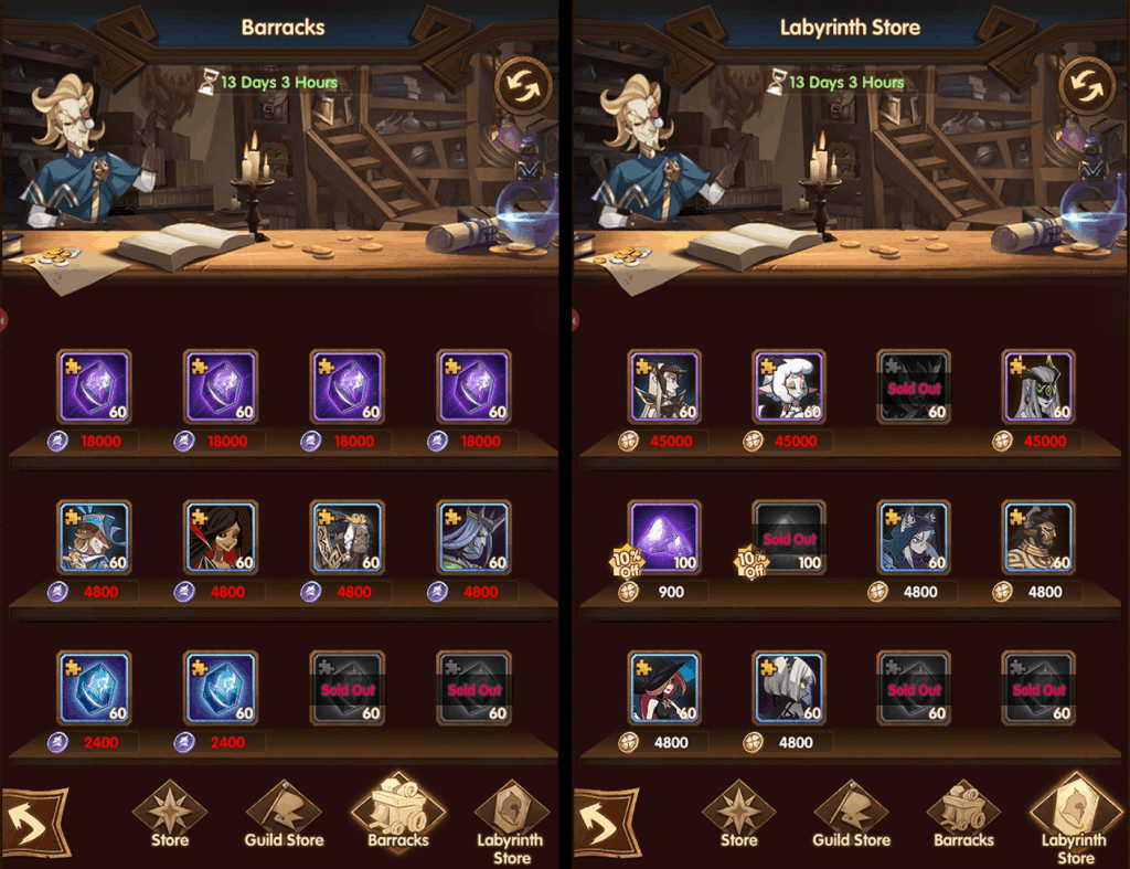 Buy heroes from store in AFK Arena