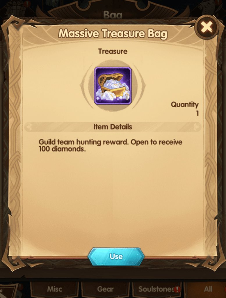 Diamond box reward from guild hunt AFK Arena