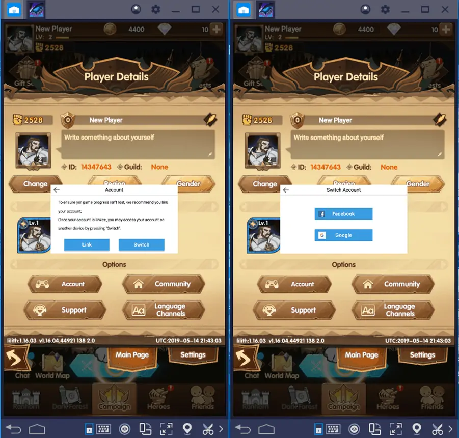 Switching Account in AFK Arena