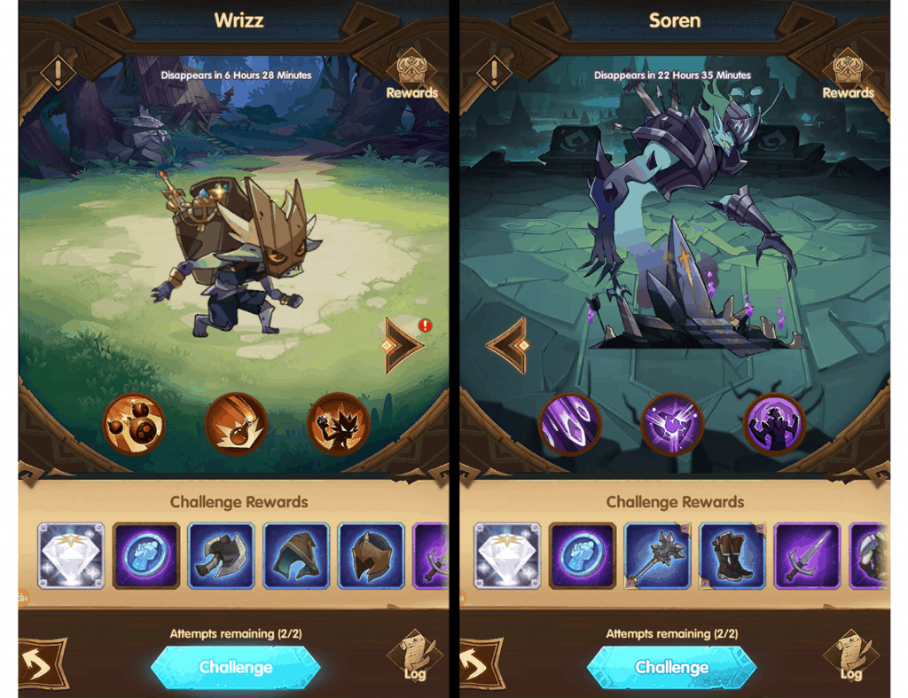 Wrizz and Soren guild boss in AFK Arena