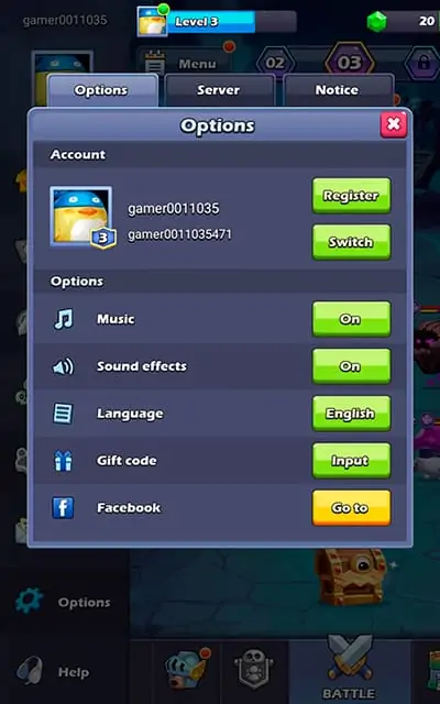 Taptap Heroes switch account