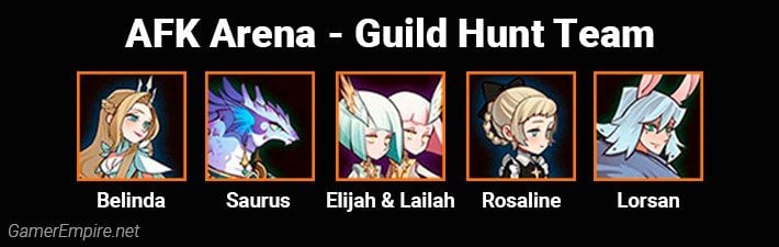 AFK Arena Best Team For Guild Hunt Saurus and Belinda Comp
