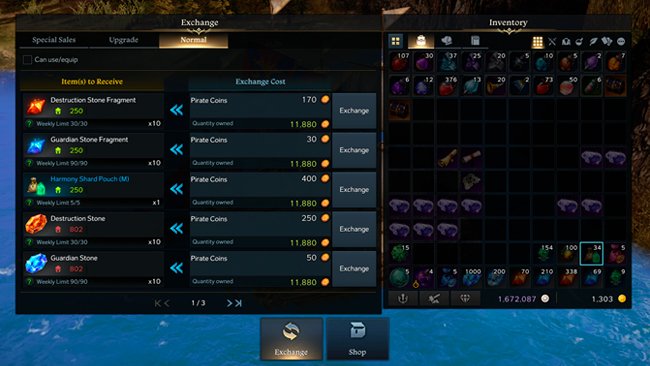 Lost Ark Destruction and Guardian Stone Fragments Pirate Coins exchange