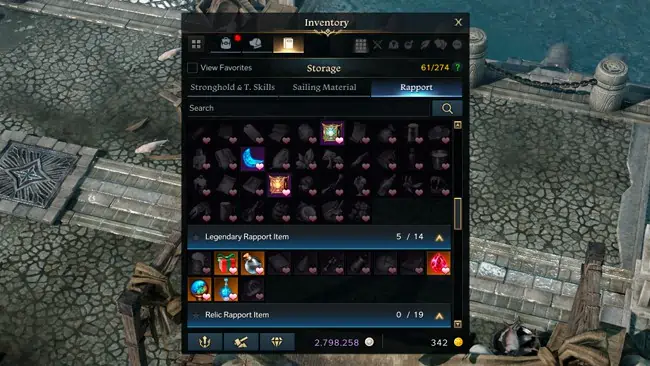 Lost Ark Rapport Items Inventory