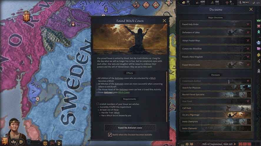 Crusader Kings 3 How to Become a Witch Found Witch Coven