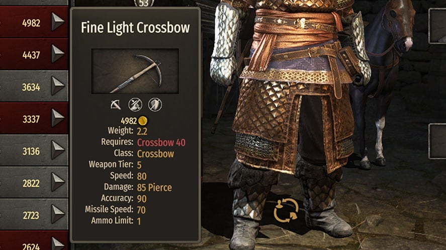 Mount and Blade 2 Bannerlord Best Weapons Fine Light Crossbow