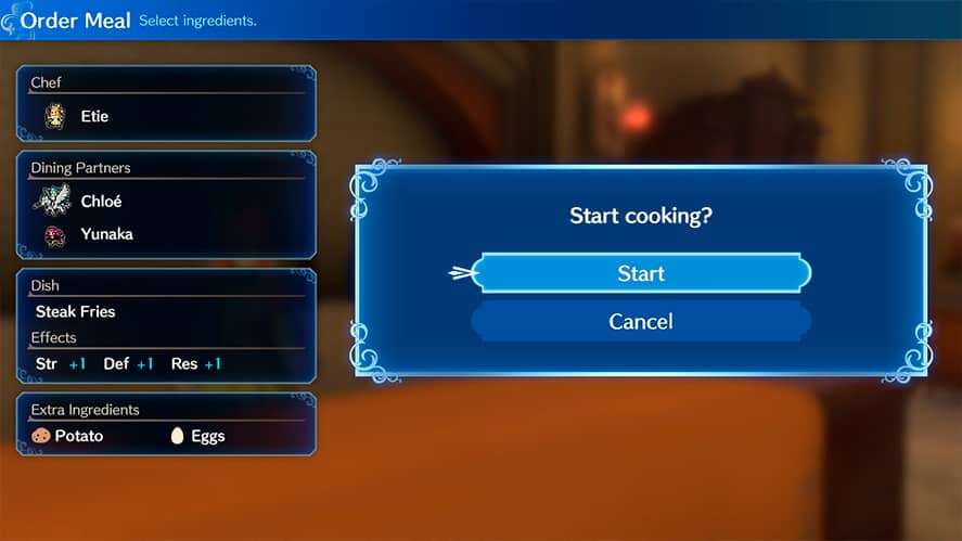 Fire Emblem Engage Cooking Menu