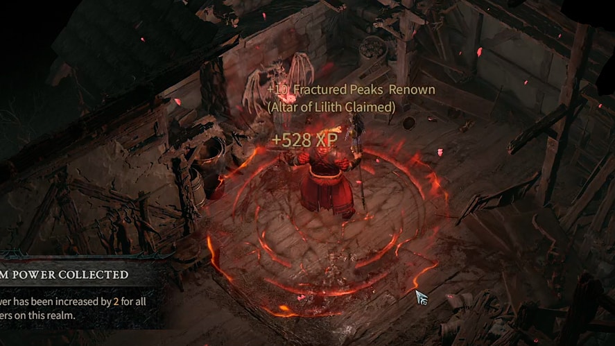 Diablo 4 Obtaining Renown Points from Altar of Lilith