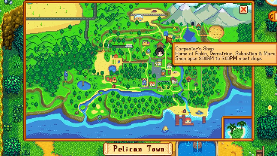 Stardew Valley - Where to Find Robin Map