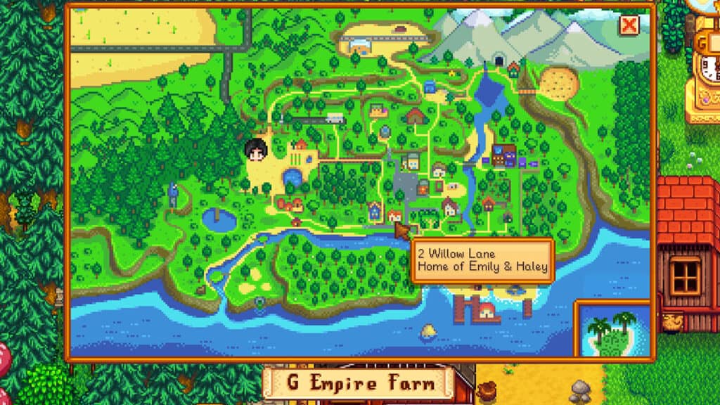 Stardew Valley – Where is Emily Located Map